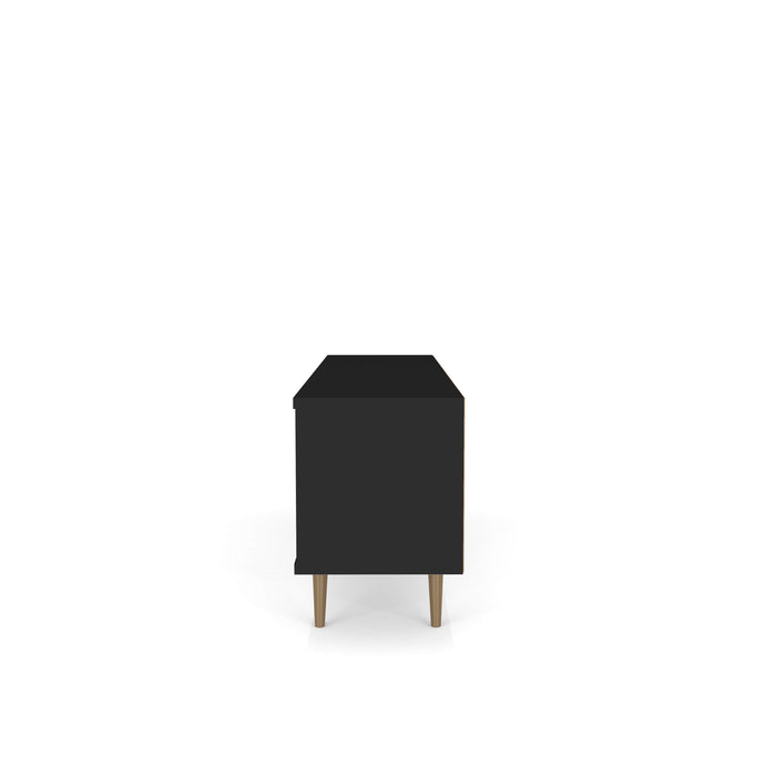 Meuble pour téléviseur Liberty de Manhattan Comfort de 62,99 po de style moderne du milieu du 20e siècle avec 3 tablettes et 2 portes - noir