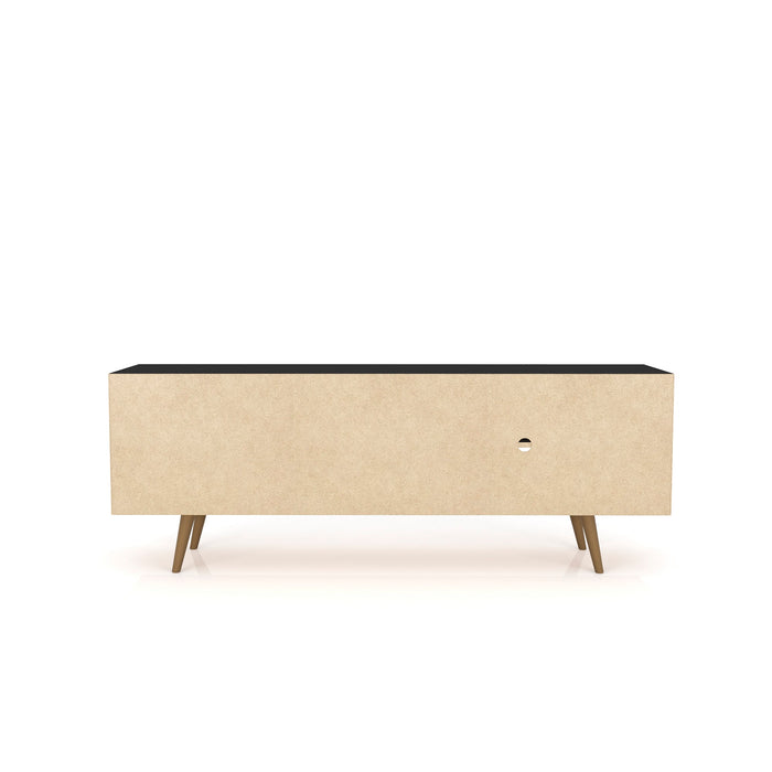 Meuble pour téléviseur Liberty de Manhattan Comfort de 62,99 po de style moderne du milieu du 20e siècle avec 3 tablettes et 2 portes - noir