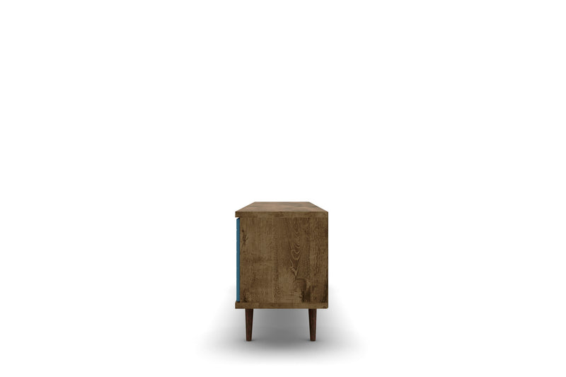Meuble pour téléviseur Liberty de Manhattan Comfort de 62,99 po de style moderne du milieu du 20e siècle avec 3 tablettes et 2 portes - brun rustique
