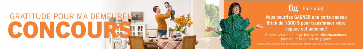 You could win a $1000 Brick Gift Card to transform your space for fall! Learn More!