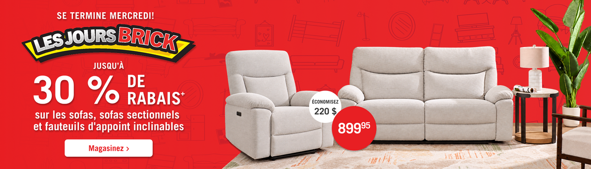 Brick Days! Ends Wednesday! Up to 30% Off Sofas, Sectionals & Recliners at The Brick! Shop Now!-