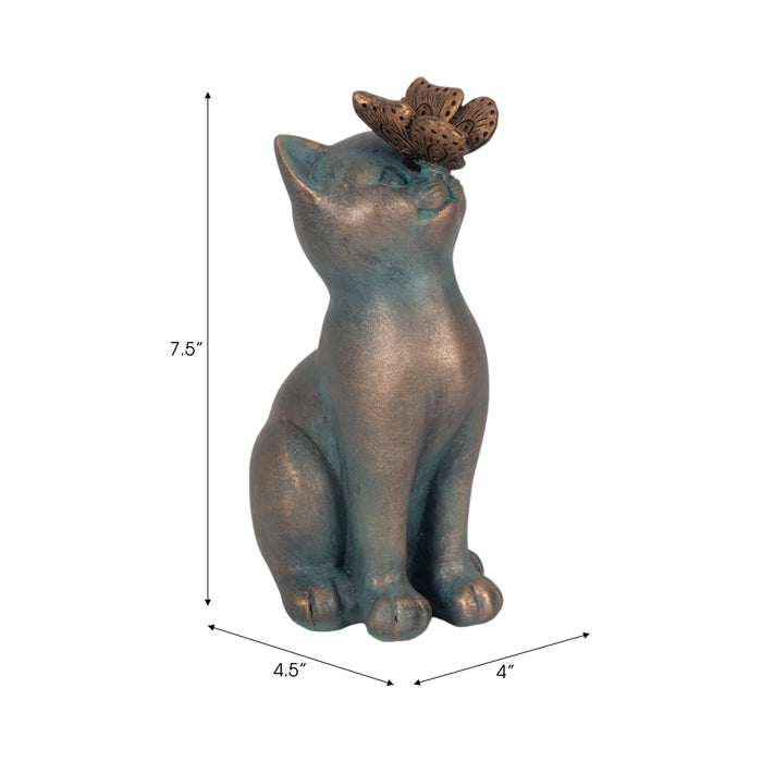 Chat de 7 po avec papillon sur le nez - multicolore