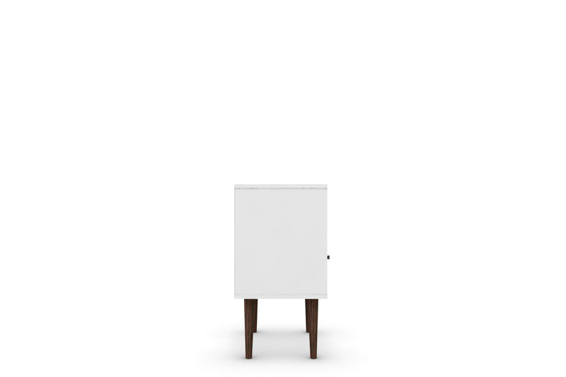 Table de nuit Liberty de Manhattan Comfort de style moderne du milieu du 20e siècle avec compartiment et tiroir - blanche et jaune