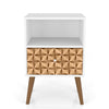 Table de nuit Liberty de Manhattan Comfort de style moderne du milieu du 20e siècle avec compartiment et tiroir - blanche et brune