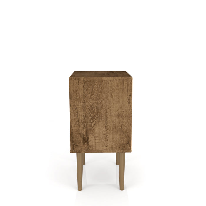 Table de nuit Liberty de Manhattan Comfort de style moderne du milieu du 20e siècle avec 1 compartiment et 1 tiroir - brun rustique