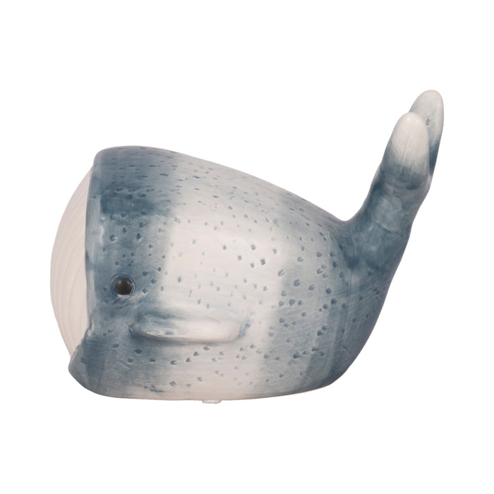 Décoration de baleine bleue de 8 po - bleue et blanche