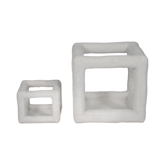 Cube ouvert texturé de 6 po - blanc