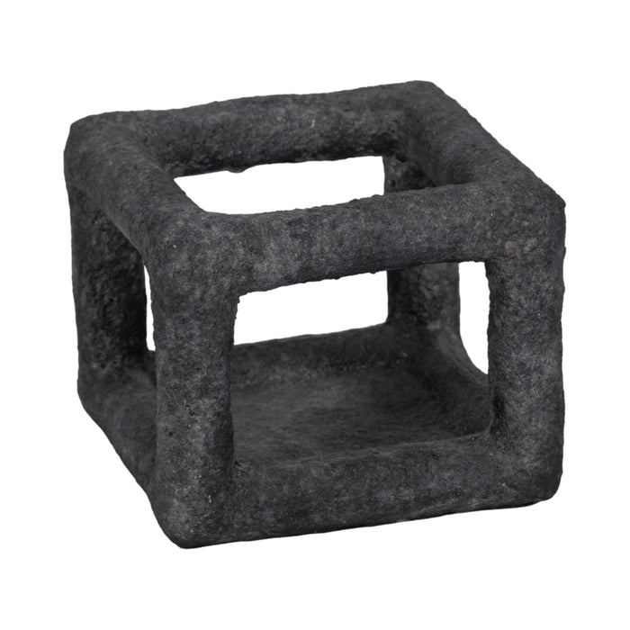 Cube ouvert texturé de 6 po - noir