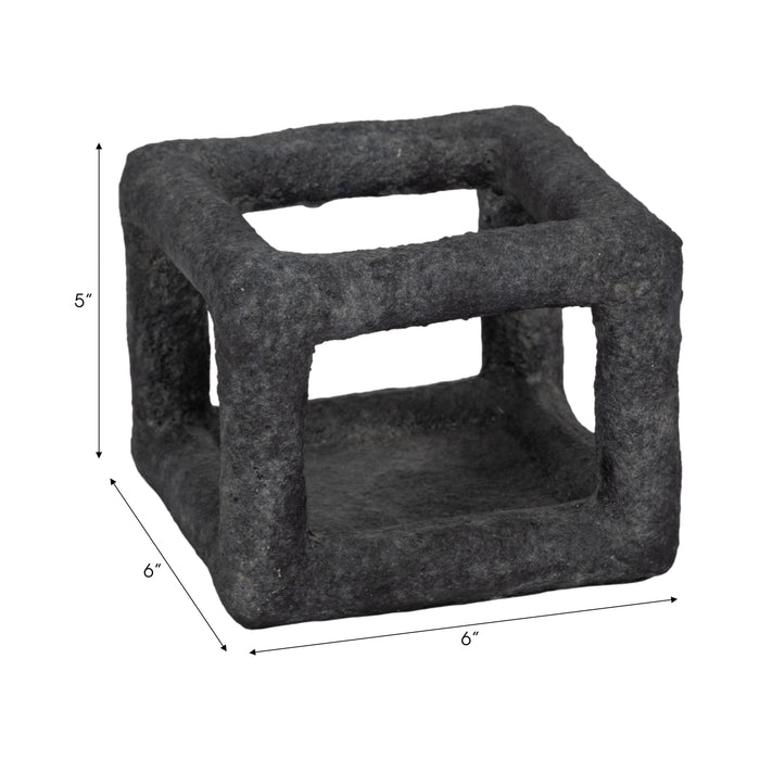 Cube ouvert texturé de 6 po - noir