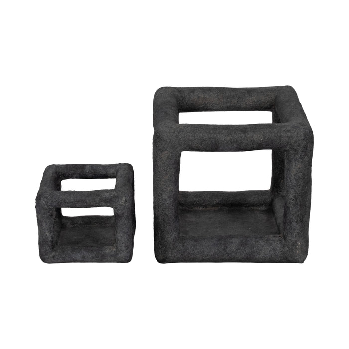 Cube ouvert texturé de 6 po - noir