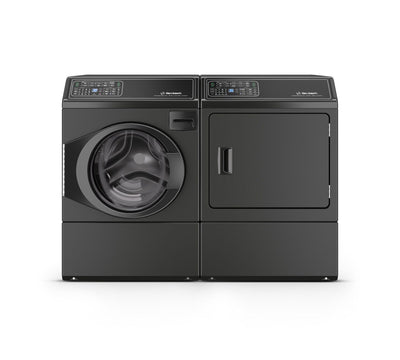 Huebsch® 3.5 Cu. Ft. Front Load Washer and 7 Cu. Ft. Electric Dryer with Pet Plus™ - Matte Black | Laveuse à chargement frontal de 3,5 pi3 et sécheuse électrique de 7 pi3 Huebsch avec Pet PlusMC - noir mat