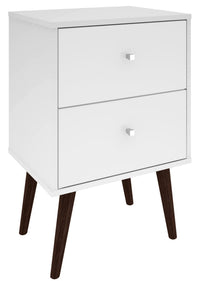 Table de nuit Liberty de Manhattan Comfort de style moderne du milieu du 20e siècle avec 2 tiroirs à extension complète - blanche
