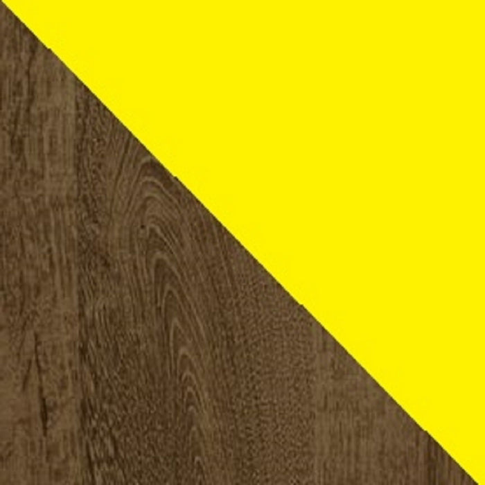 Table de nuit Liberty de Manhattan Comfort de style moderne du milieu du 20e siècle avec 2 tiroirs à extension complète - brun rustique et jaune