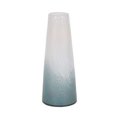 Glass 11" Light Blue Waters Vase - Blue and White|Vase de 11 po en verre à motif d’eaux bleu clair - bleu et blanc