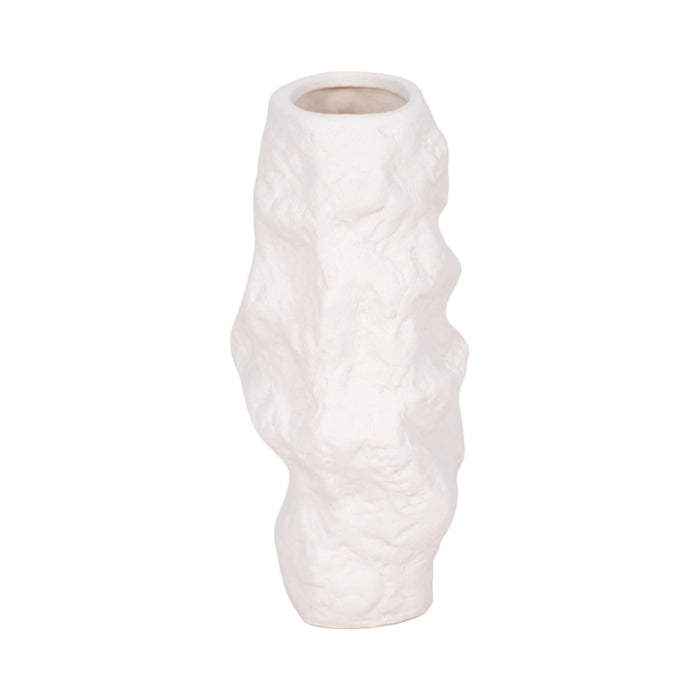 Vase de 11 po en céramique à texture irrégulière - blanc
