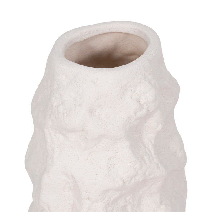 Vase de 11 po en céramique à texture irrégulière - blanc
