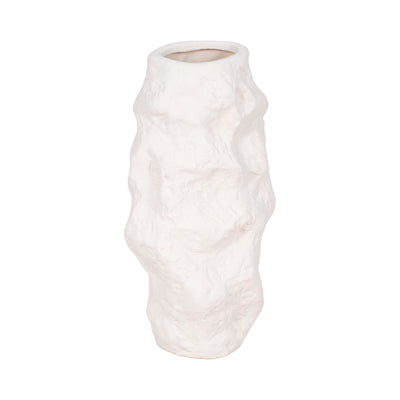 Ceramic 11" Jagged Textured Vase - White|Vase de 11 po en céramique à texture irrégulière - blanc