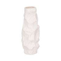 Vase de 17 po en céramique à texture irrégulière - blanc