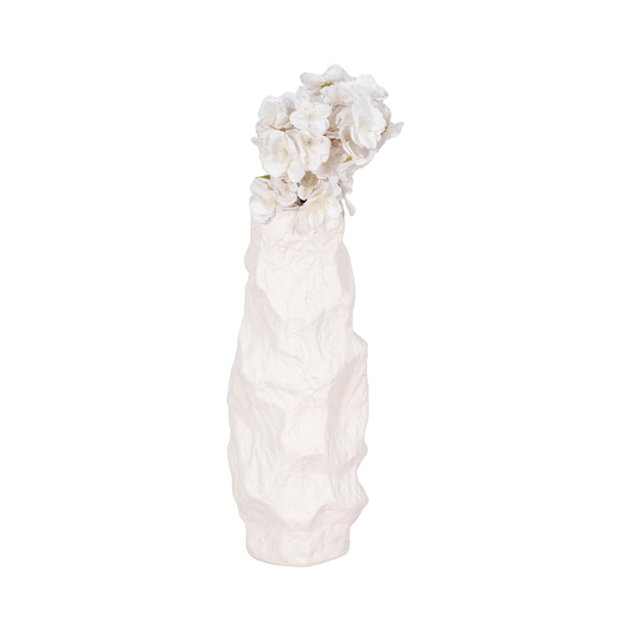Vase de 17 po en céramique à texture irrégulière - blanc