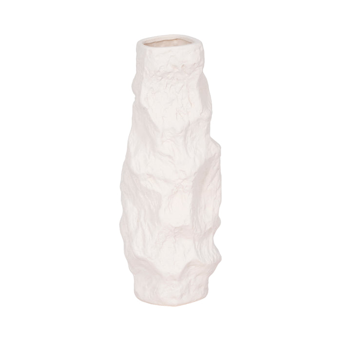 Vase de 17 po en céramique à texture irrégulière - blanc
