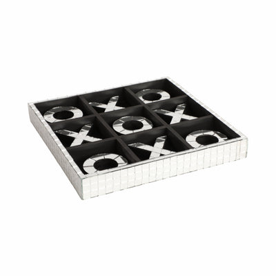 Wood 12" Disco Mosaic Tic-Tac-Toe Game - Silver|Jeu de tic-tac-toe de 12 po en bois à effet mosaïque disco - argenté