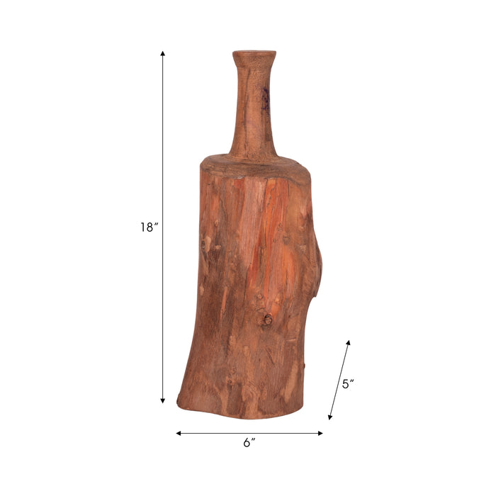 Article décoratif de table bouteille de 18 po en bois recyclé - brun