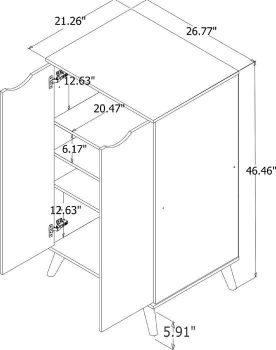 Armoire à chaussures Hampton de Manhattan Comfort avec 4 tablettes et pattes en bois massif - blanche
