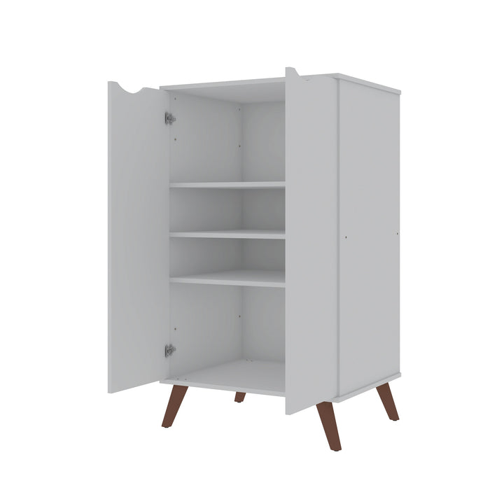 Armoire à chaussures Hampton de Manhattan Comfort avec 4 tablettes et pattes en bois massif - blanche