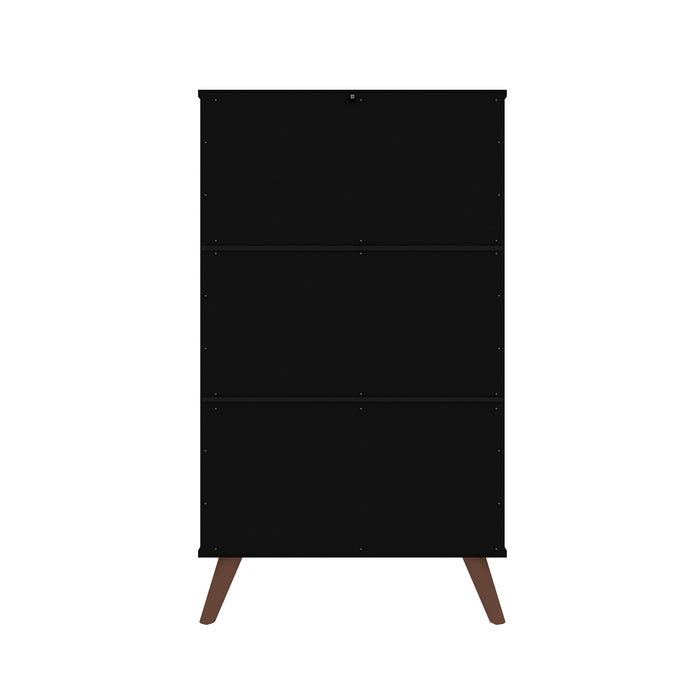 Armoire à chaussures Hampton de Manhattan Comfort avec 4 tablettes et pattes en bois massif - noire