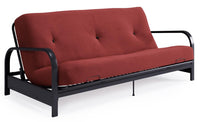 Armature de futon Dorel Home Axton de format lit double avec accoudoirs en métal noir et matelas à r