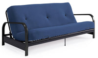 Armature de futon Dorel Home Axton de format lit double avec accoudoirs en métal noir et matelas à r