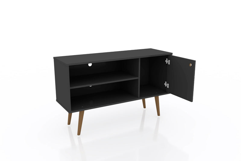 Meuble pour téléviseur Liberty de Manhattan Comfort de 42,52 po de style moderne du milieu du 20e siècle avec 2 tablettes et 1 porte - noir