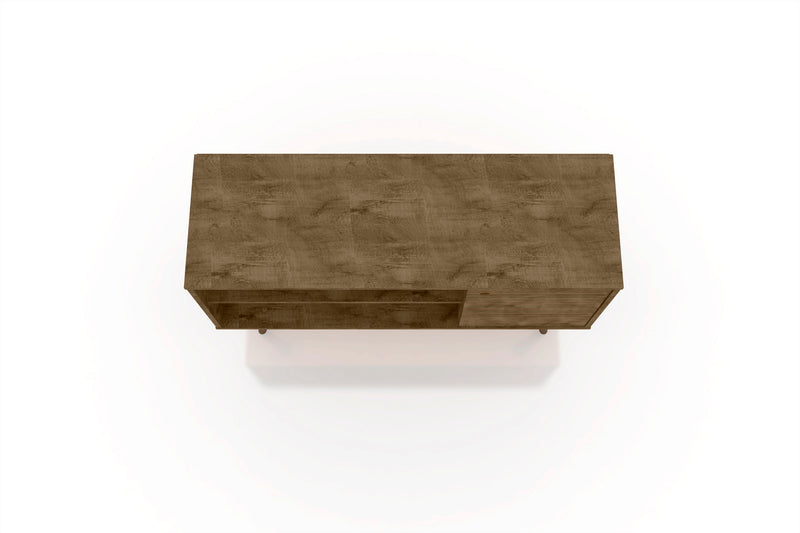 Meuble pour téléviseur Liberty de Manhattan Comfort de 42,52 po de style moderne du milieu du 20e siècle avec 2 tablettes et 1 porte - brun rustique et jaune