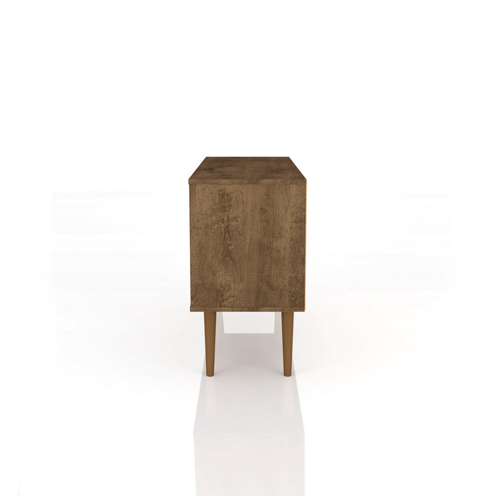 Meuble pour téléviseur Liberty de Manhattan Comfort de 42,52 po de style moderne du milieu du 20e siècle avec 2 tablettes et 1 porte - brun rustique et blanc