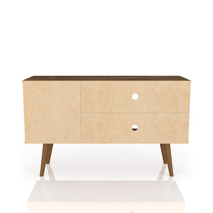 Meuble pour téléviseur Liberty de Manhattan Comfort de 42,52 po de style moderne du milieu du 20e siècle avec 2 tablettes et 1 porte - brun