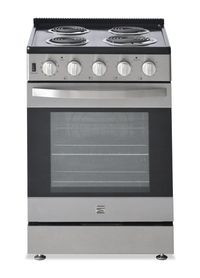 Kenmore 24” Front Control Freestanding Coil Electric Range – Stainless Steel - KKCTR24-FC-SS | Cuisinière électrique amovible Kenmore de 24 po avec commandes à l’avant et éléments en serpentin - acier inoxydable - KKCTR24-FC-SS