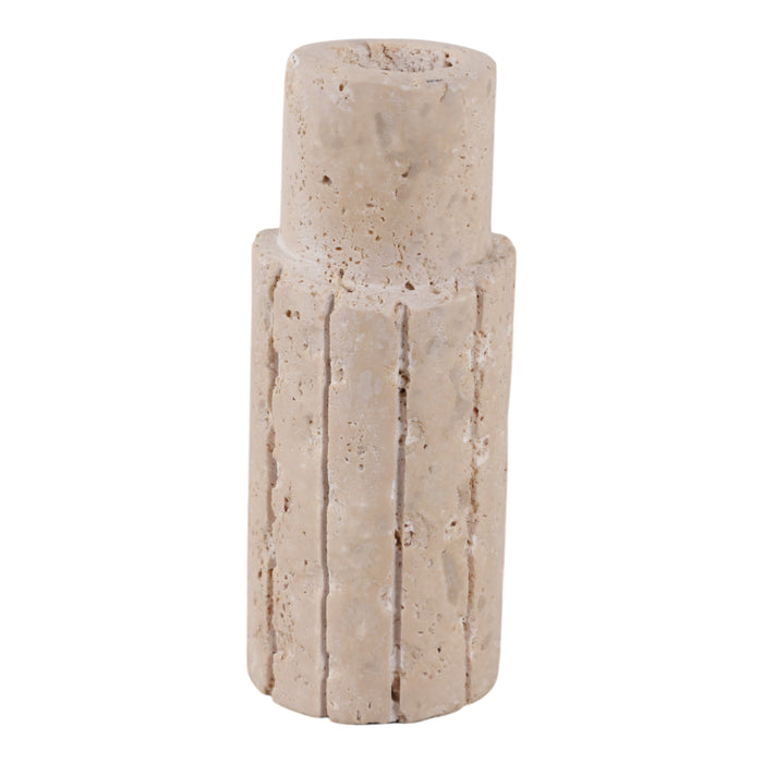 Bougeoir de 5 po x 2 po en travertin à bord brut - tan