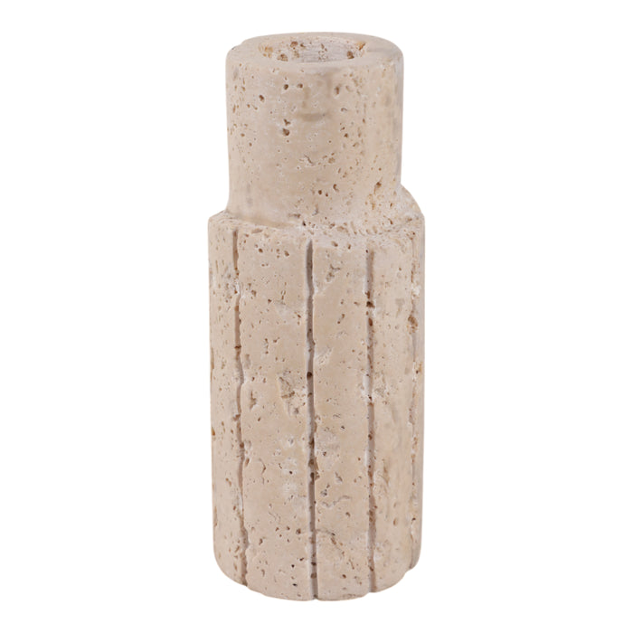 Bougeoir de 5 po x 2 po en travertin à bord brut - tan