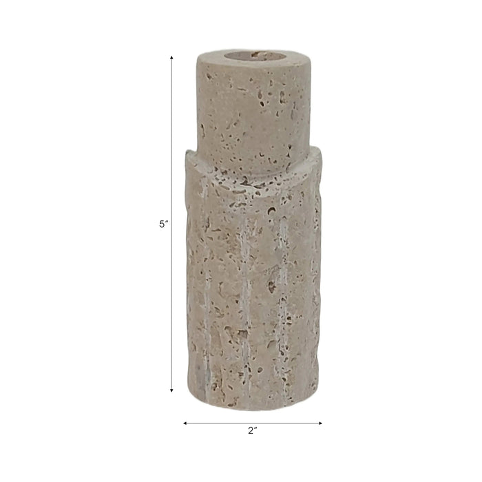 Bougeoir de 5 po x 2 po en travertin à bord brut - tan
