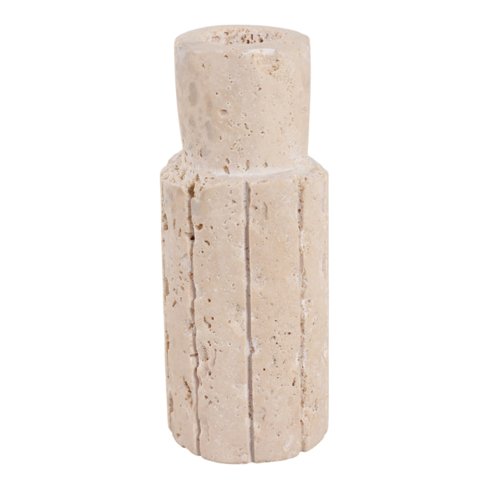 Bougeoir de 5 po x 2 po en travertin à bord brut - tan
