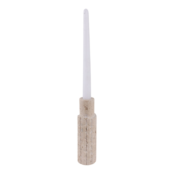 Bougeoir de 5 po x 2 po en travertin à bord brut - tan