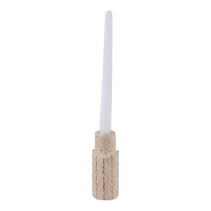Bougeoir de 5 po x 2 po en travertin à bord brut - tan