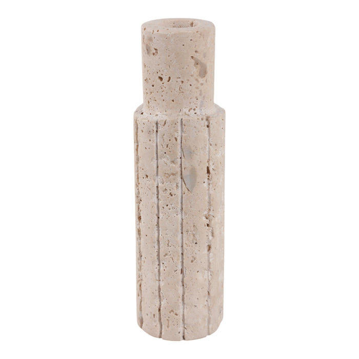Bougeoir de 7 po x 2 po en travertin à bord brut - tan