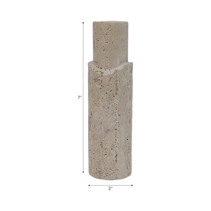 Bougeoir de 7 po x 2 po en travertin à bord brut - tan