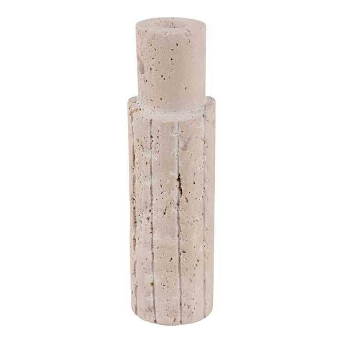 Bougeoir de 7 po x 2 po en travertin à bord brut - tan