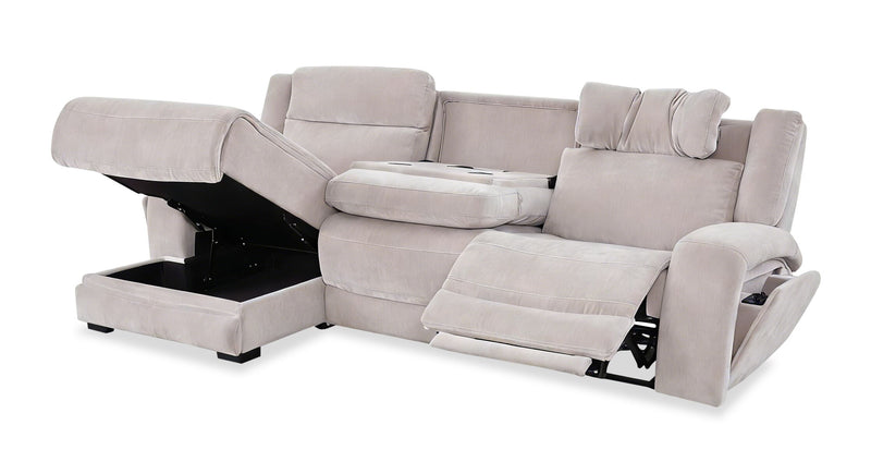 Sofa sectionnel de gauche à inclinaison électrique Legacy de Shaquille O’Neal Home 3 pièces avec confort Shaq-o-pedic - gris 