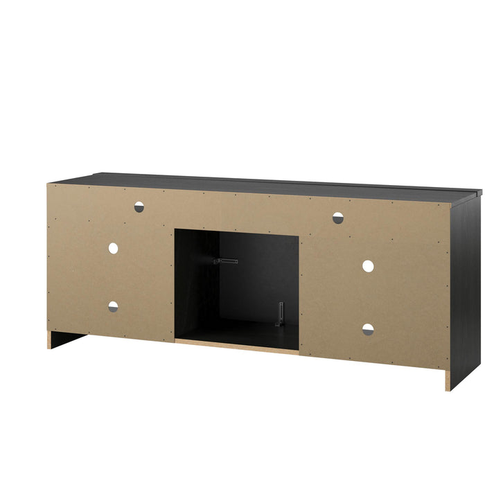 Meuble pour téléviseur Hendrix d’Ameriwood Home de 65 po avec foyer électrique et tablettes - chêne noir