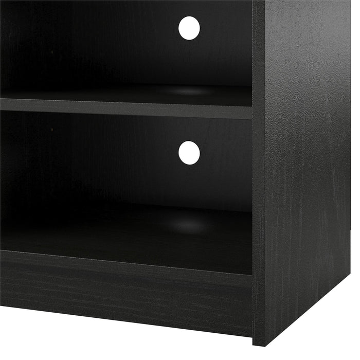 Meuble pour téléviseur Hendrix d’Ameriwood Home de 65 po avec foyer électrique et tablettes - chêne noir