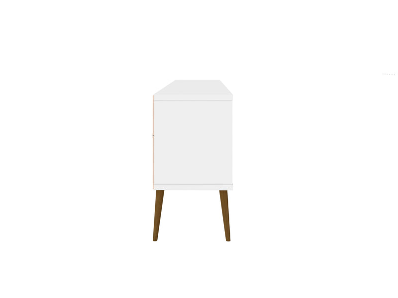 Meuble pour téléviseur Bradley de Manhattan Comfort de 62,99 po avec 2 tablettes multimédias et 2 tablettes de rangement - blanc
