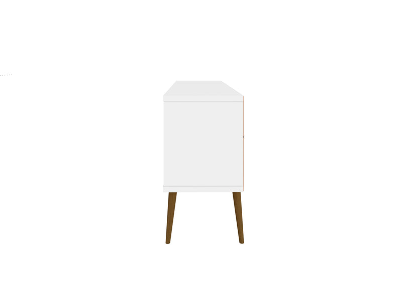 Meuble pour téléviseur Bradley de Manhattan Comfort de 62,99 po avec 2 tablettes multimédias et 2 tablettes de rangement - blanc